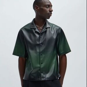 Stylish Black and Green Men's Button Down Shirt